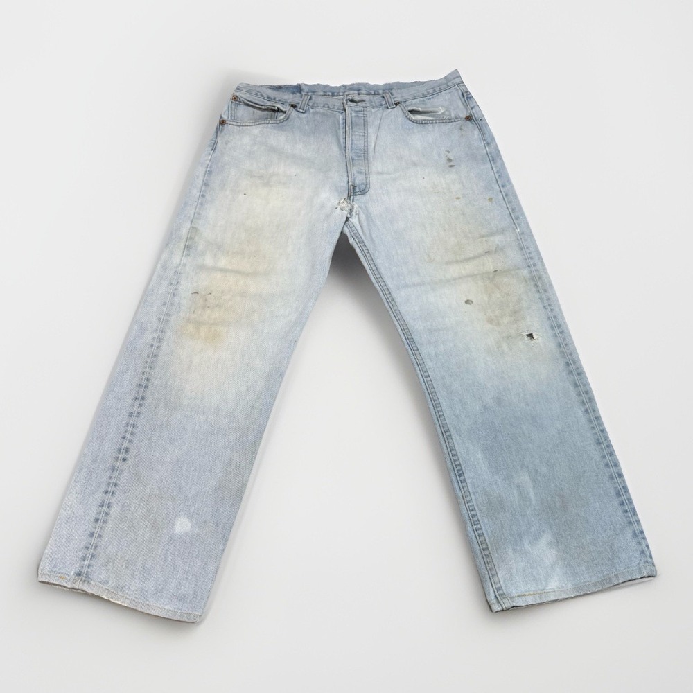 levis 501 Jeans made in usa vintage 34x25 Distressed Wiskered Faded Stained
